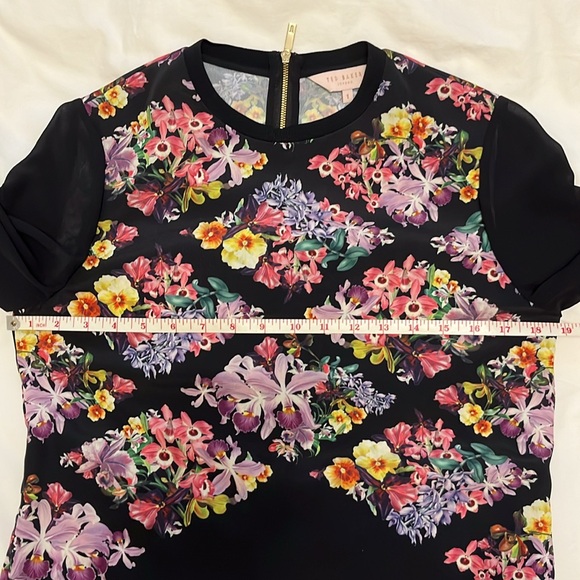 Ted Baker floral print blouse long sleeve with ribbed cuff size 1 (approx 4 US) - Picture 13 of 15